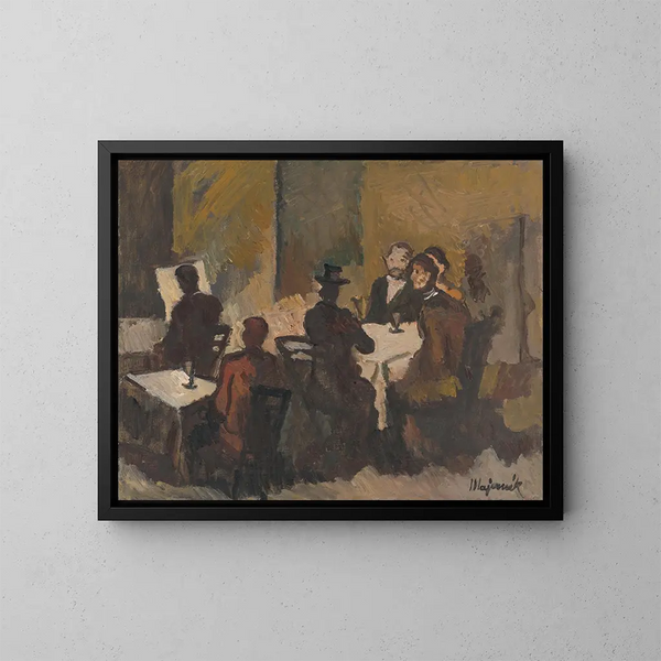 van Compagnie dans un café - Cyprian Majernik — ingelijst kunstwerk aan de muur