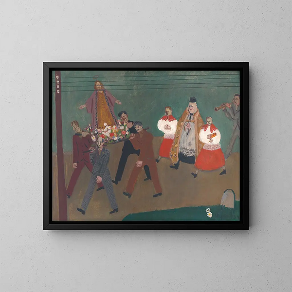 Processie - Cyprian Majernik — ingelijst kunstwerk aan de muur