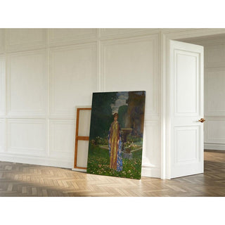 Dame dans le jardin à la fontaine - Printemps - Leon Kamir-Kaufmann | Reproduction Tableau Décoration murale affiche copie