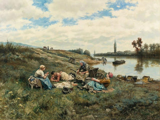 Daniel Ridgway Knight - Aprs Un Djeuner Bords De La Seine.webp