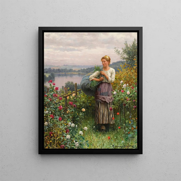 The Rose Garden - Daniel Ridgway Knight — framed artwork on a wall