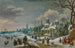 Landschap met winterse taferelen met schaatsers op een bevroren rivier - Daniel van Heil — weergave van het kunstwerk