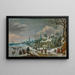 Landschap met winterse taferelen met schaatsers op een bevroren rivier - Daniel van Heil — ingelijst kunstwerk aan de muur