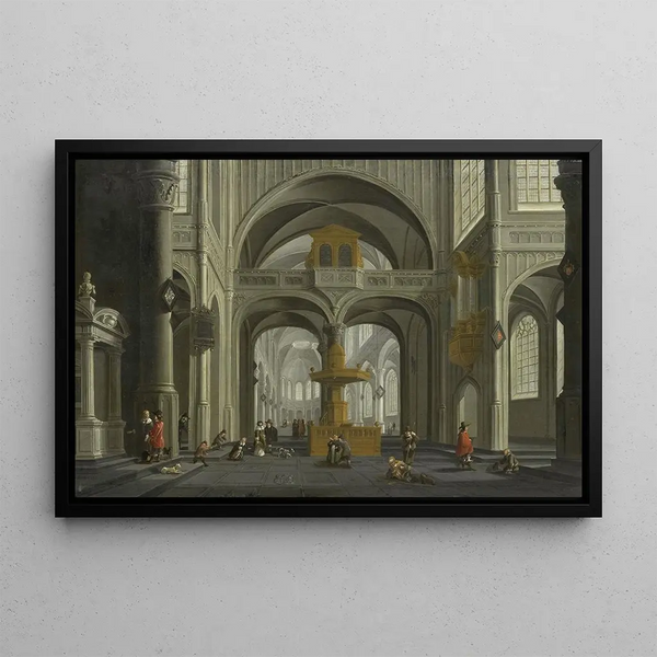 Interior church painting - Daniël de Blieck — framed artwork on a wall