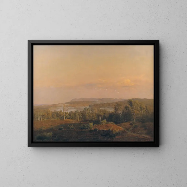 a view towards Himmelbjerget, Jutland, at dusk - Dankvart Dreyer — framed artwork on a wall