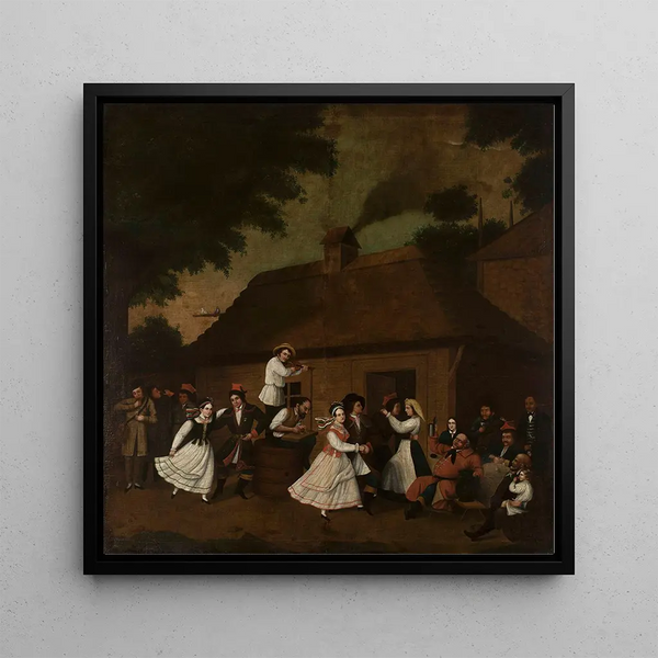 Dansant devant l'auberge du village - Micha Stachowicz