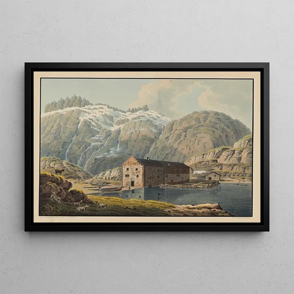 L'Hospice de la Grimsel - David Alois Schmid — ingelijst kunstwerk aan de muur
