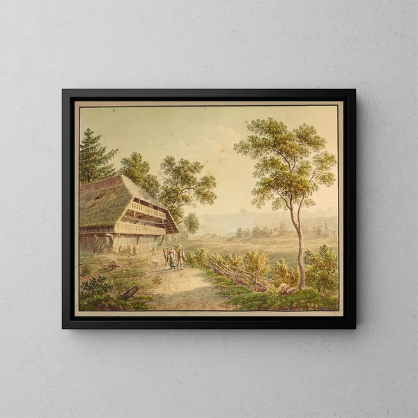 House of a Peasant Near Muri - David Alois Schmid — framed artwork on a wall