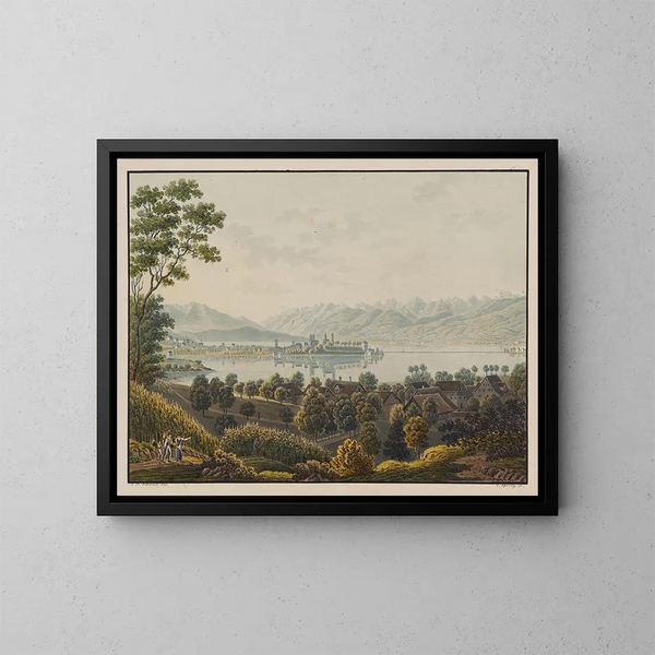 Vue de Rapperswil vers Lachen, lac de Zurich - David Alois Schmid — framed artwork on a wall