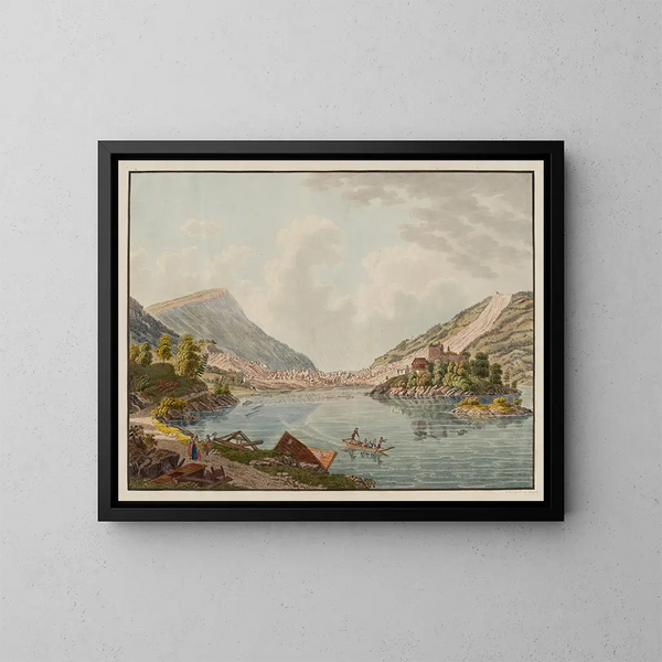 Vue d'une partie du lac de Lovertz et de l'île de Schwanau - David Alois Schmid — framed artwork on a wall