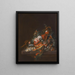 van een stilleven met oesters, druiven, kersen, rozen, maïs, slakken, een meloen en een zilveren suikerpot op een stenen sokkel - David Cornelisz de Heem — ingelijst kunstwerk aan de muur