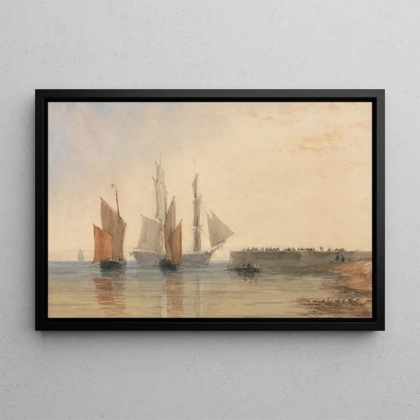 Ingang van de haven van Calais - David Cox — ingelijst kunstwerk aan de muur