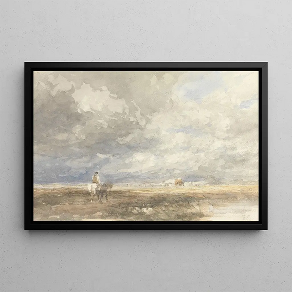 Op weg naar het hooiveld - David Cox — ingelijst kunstwerk aan de muur
