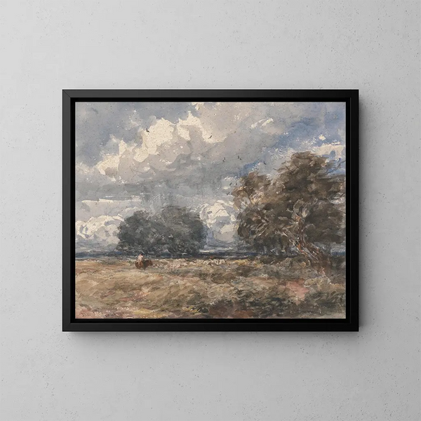 dat het kudde bewaart op winderige dag - David Cox — ingelijst kunstwerk aan de muur