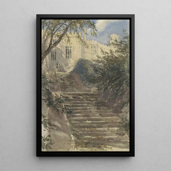 Tuintrap op Haddon Hall Derbyshire - David Cox — ingelijst kunstwerk aan de muur