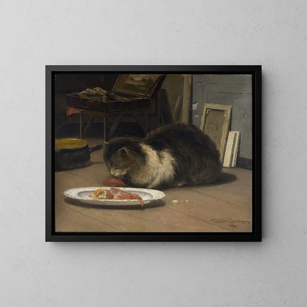 The cat in the workshop - David Jacobsen — framed artwork on a wall