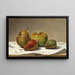 Three pears and one apple - David Johnson — framed artwork on a wall