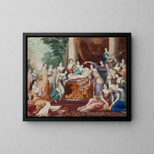 Allégorie de l'anniversaire du roi Charles XII - David Klöcker Ehrenstrahl — framed artwork on a wall