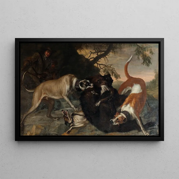 Jacht op de beer - David Klöcker Ehrenstrahl — ingelijst kunstwerk aan de muur