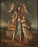 van drie allegorische figuren met het portret van Karel XI van Zweden - David Klöcker Ehrenstrahl — weergave van het kunstwerk
