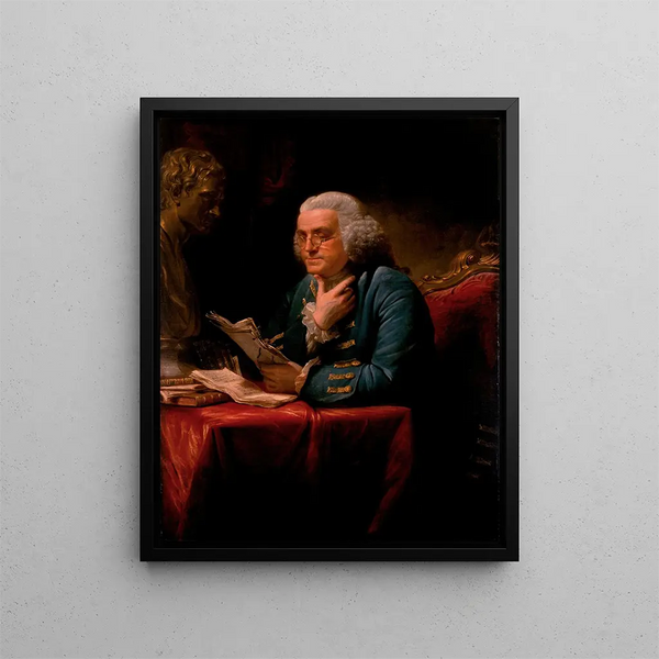 Benjamin Franklin - David Martin — ingelijst kunstwerk aan de muur
