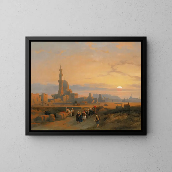 Procession devant les tombeaux des califes du Grand-Caire - David Roberts — ingelijst kunstwerk aan de muur