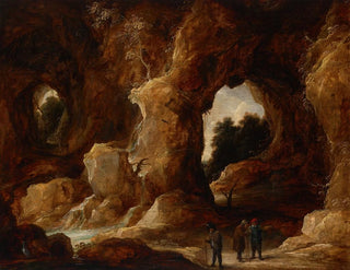 David Teniers The Younger - A grotto with figures a stag and stork.webp