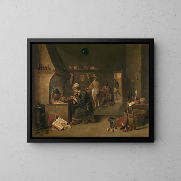 Alchimiste - David Teniers the Younger — framed artwork on a wall