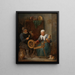 van een stel ouderen dat wol spinnen in een interieur - David Teniers de Jonge — ingelijst kunstwerk aan de muur