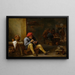van een boerentafereel in een taverne die zijn pijp aansteekt - David Teniers de Jonge — ingelijst kunstwerk aan de muur