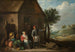 Landelijk schilderij bij de deur van een cottage met een vrouw zittend en een kind - David Teniers de Jonge — weergave van het kunstwerk