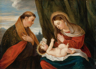 David Teniers The Younger - Madonna And Child With St Ludwig Of Toulouse.webp