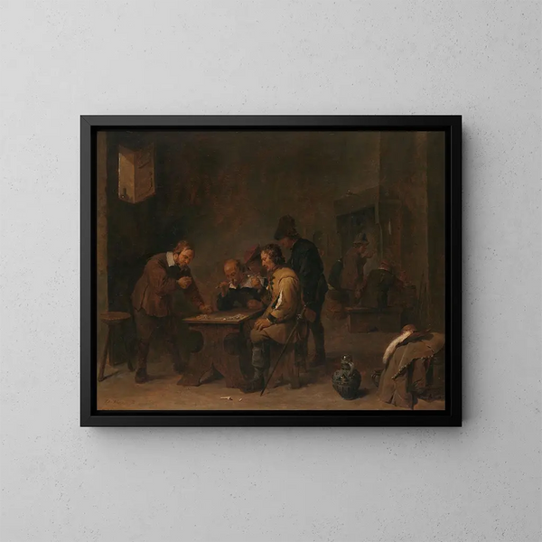 De Spelers - David Teniers de Jonge — ingelijst kunstwerk aan de muur
