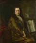 Portrait painting of Caspar Commelin, bookseller, newspaper publisher, and author of the official history of Amsterdam. Description of Amsterdam, 1693. - David van der Plas — artwork view