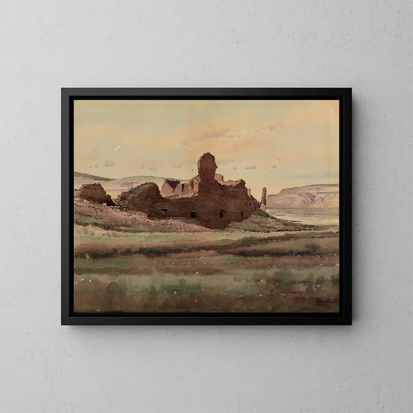 Ruins of Pueblo Bonito, Canyon de Chaco, New Mexico - By Lancey Gill — framed artwork on a wall