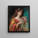 portret van een dame in een ochtendjas die rozen vasthoudt - Delphin Enjolras — ingelijst kunstwerk aan de muur