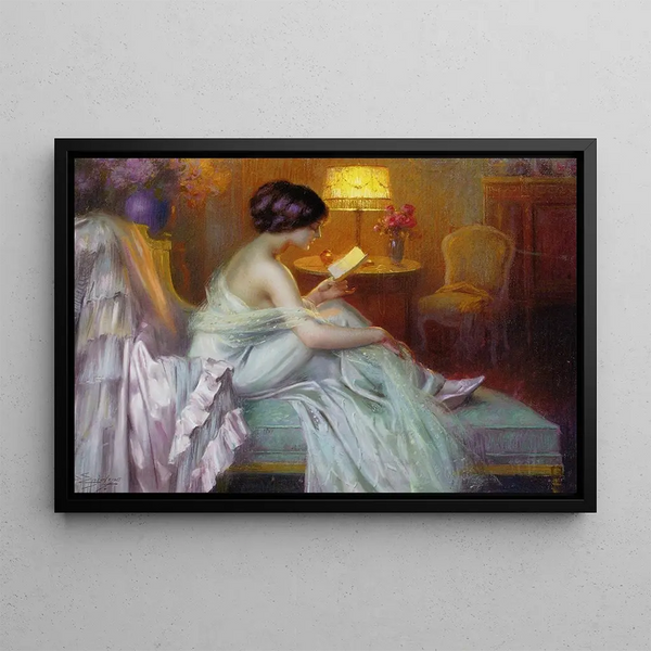 Delphin Enjolras - Reading at lamp light.webp