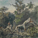 Two horsemen by the river with a broken branch - Ferdinand Keller — displayed in an interior