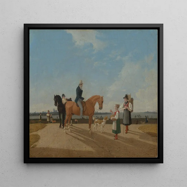 Deux cavaliers et deux filles aux fleurs - Wilhelm von Kobell