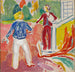 Twee vrouwen bij de veranda-trappen - Edvard Munch — weergave van het kunstwerk
