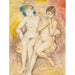 Reproductie van het schilderij van twee meisjes op een stoel - Nils Dardel