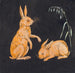 Two rabbits on a black background, decorative sketch - P C Skovgaard — artwork view