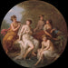 Diane en haar nimfen die baden - Angelica Kauffmann — gepresenteerd in een interieur