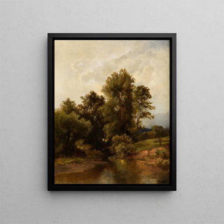 Dietrich Langko - Woodland scenery by a riverbank.webp
