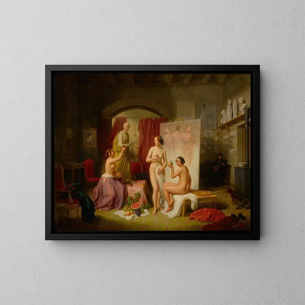 Les Trois Grâces - Dietrich Wilhelm Lindau — framed artwork on a wall