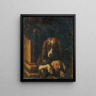 Dirck De Horn - A Spaniel with a large bone of meat.webp
