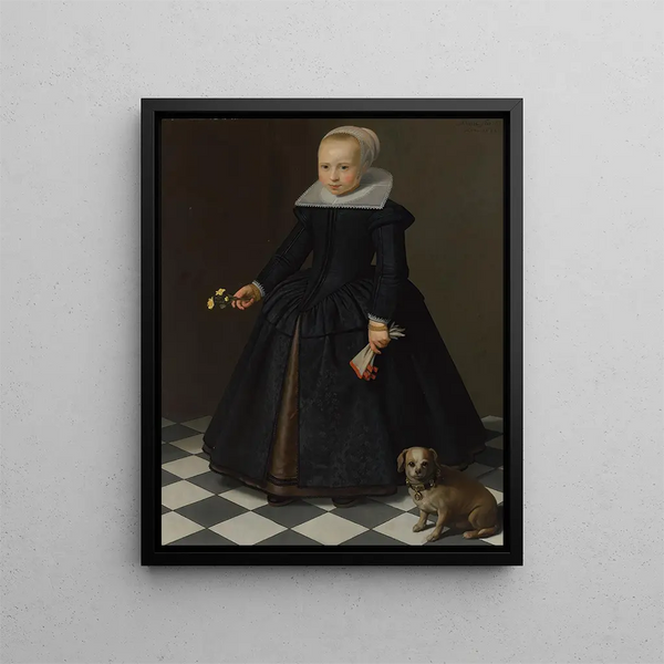 Portrait of a Girl - Dirck Dircksz van Santvoort — framed artwork on a wall