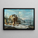 Landschap in de winter met een elegante compagnie op sleeën getrokken door paarden - Dirck Maas — ingelijst kunstwerk aan de muur