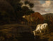 Vaches sur un pont piétonnier - Dirck van Bergen — weergave van het kunstwerk