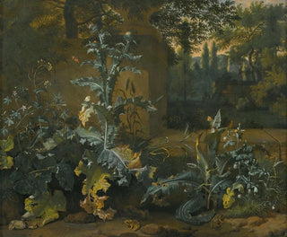 Dirk Maas - Thistles Dock And Other ForestFloor Plants In A Parkland Setting With Frogs Butterflies And Snails.webp